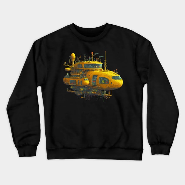 Steampunk Yellow Submarine Crewneck Sweatshirt by DavidLoblaw